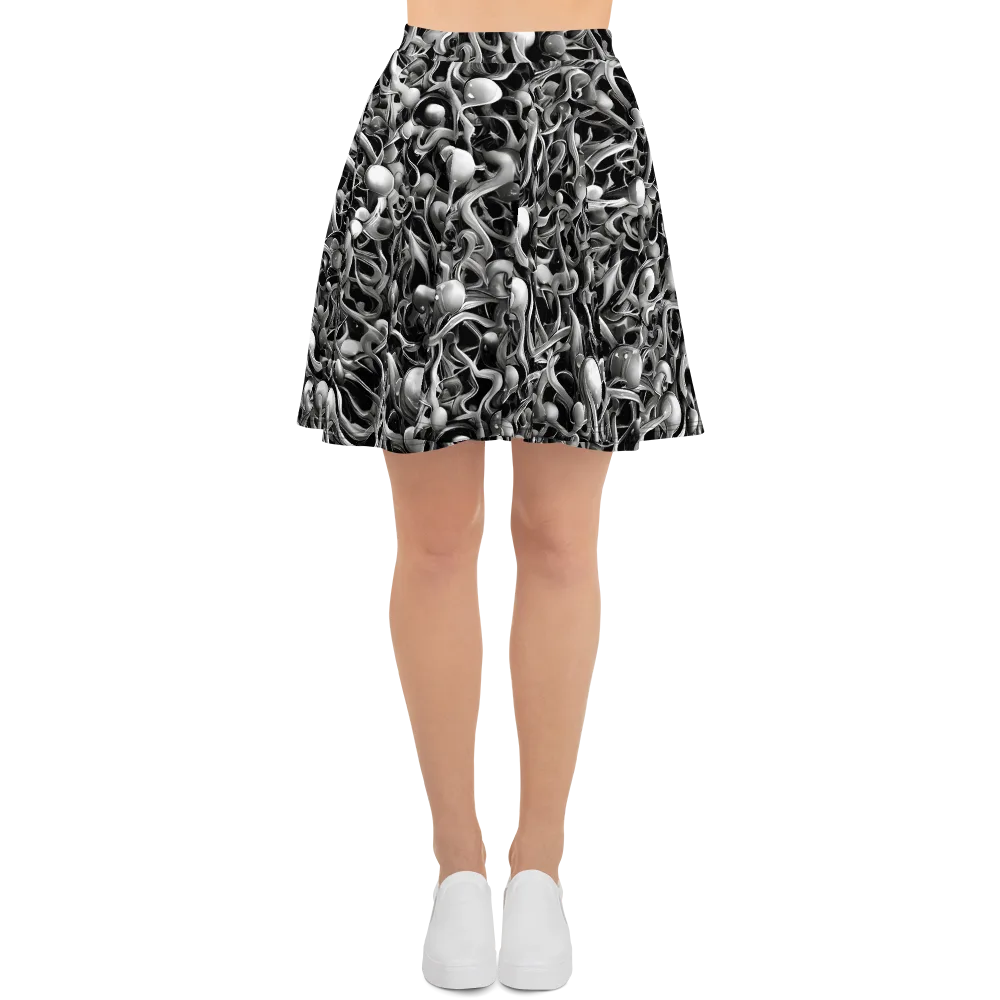 Fluid Monochrome on Skater Skirt — Front