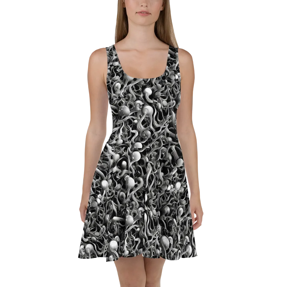 Fluid Monochrome on Skater Dress — Front