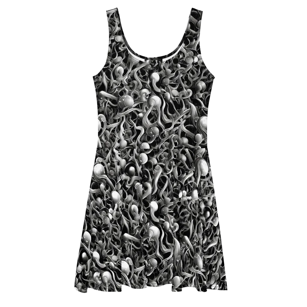 Fluid Monochrome on Skater Dress — Front