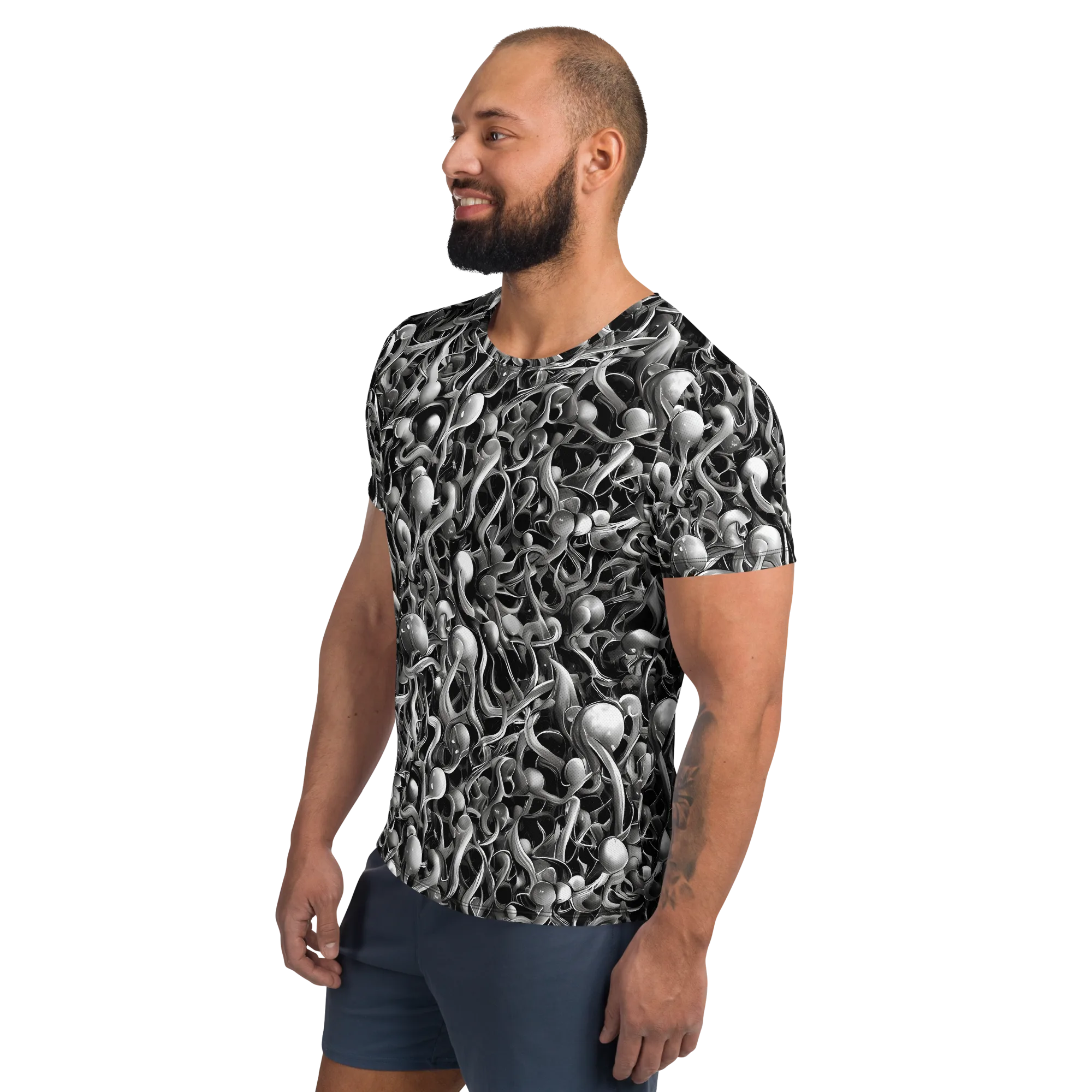 Fluid Monochrome on Men's Athletic T-Shirt — Left