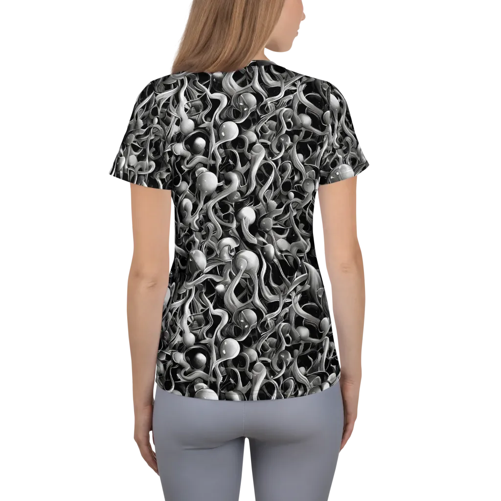 Fluid Monochrome on Women's Athletic T-Shirt — Back