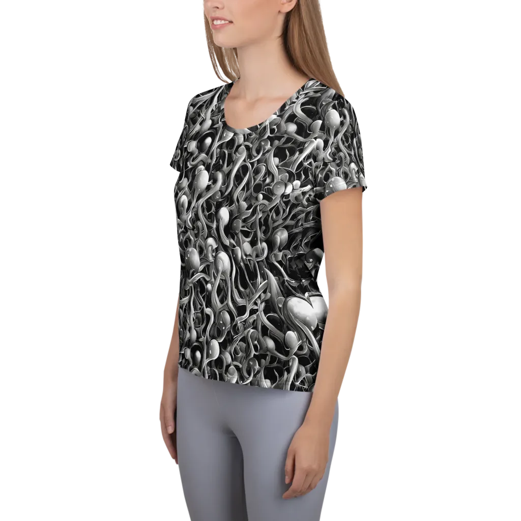 Fluid Monochrome on Women's Athletic T-Shirt — Left