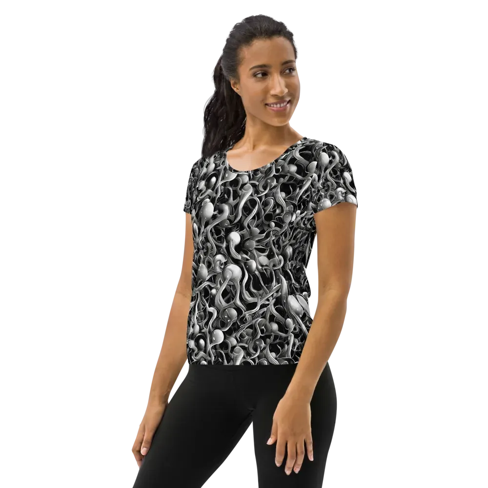 Fluid Monochrome on Women's Athletic T-Shirt — Left