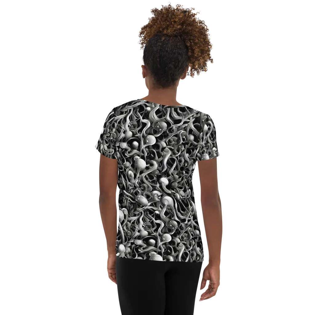 Fluid Monochrome on Women's Athletic T-Shirt — Back
