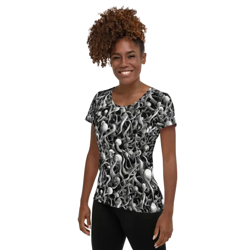 Fluid Monochrome on a Women's Athletic T-Shirt