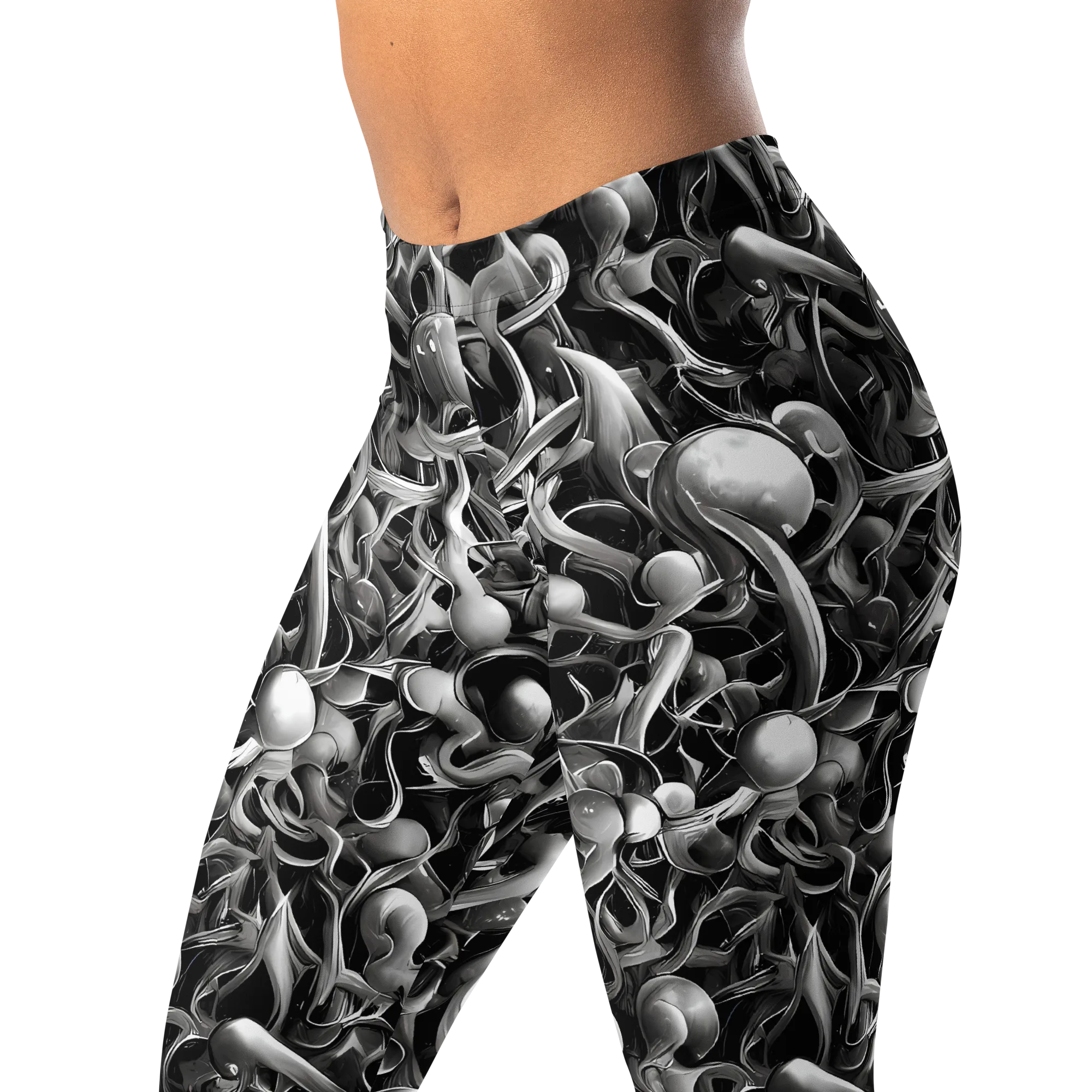 Fluid Monochrome on Leggings — Left Front
