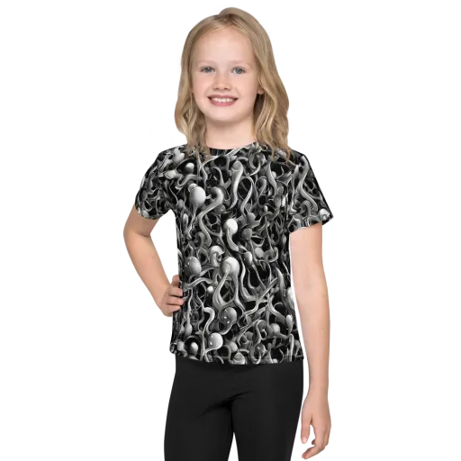 Fluid Monochrome on a Kids Crew Neck T-Shirt