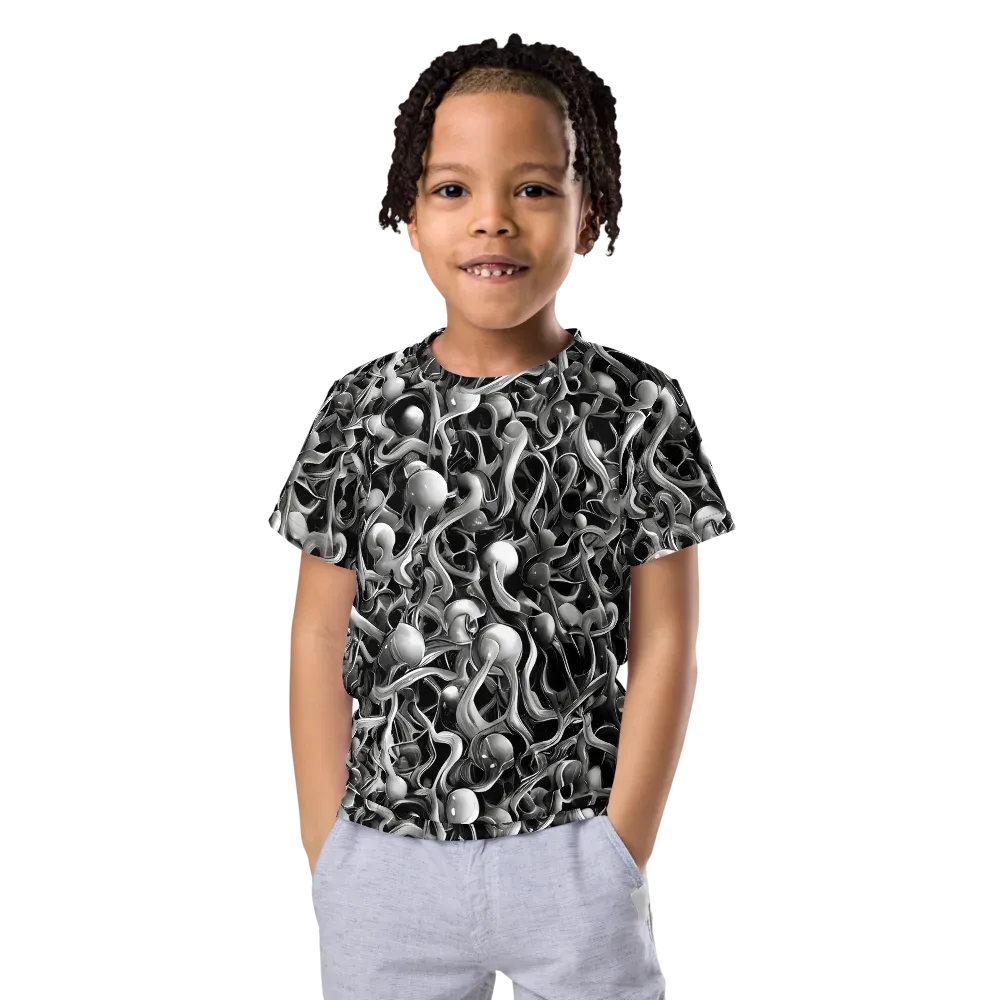 Fluid Monochrome on Kids Crew Neck T-Shirt — Front