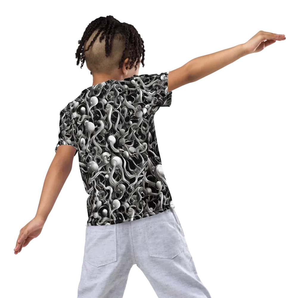 Fluid Monochrome on Kids Crew Neck T-Shirt — Back