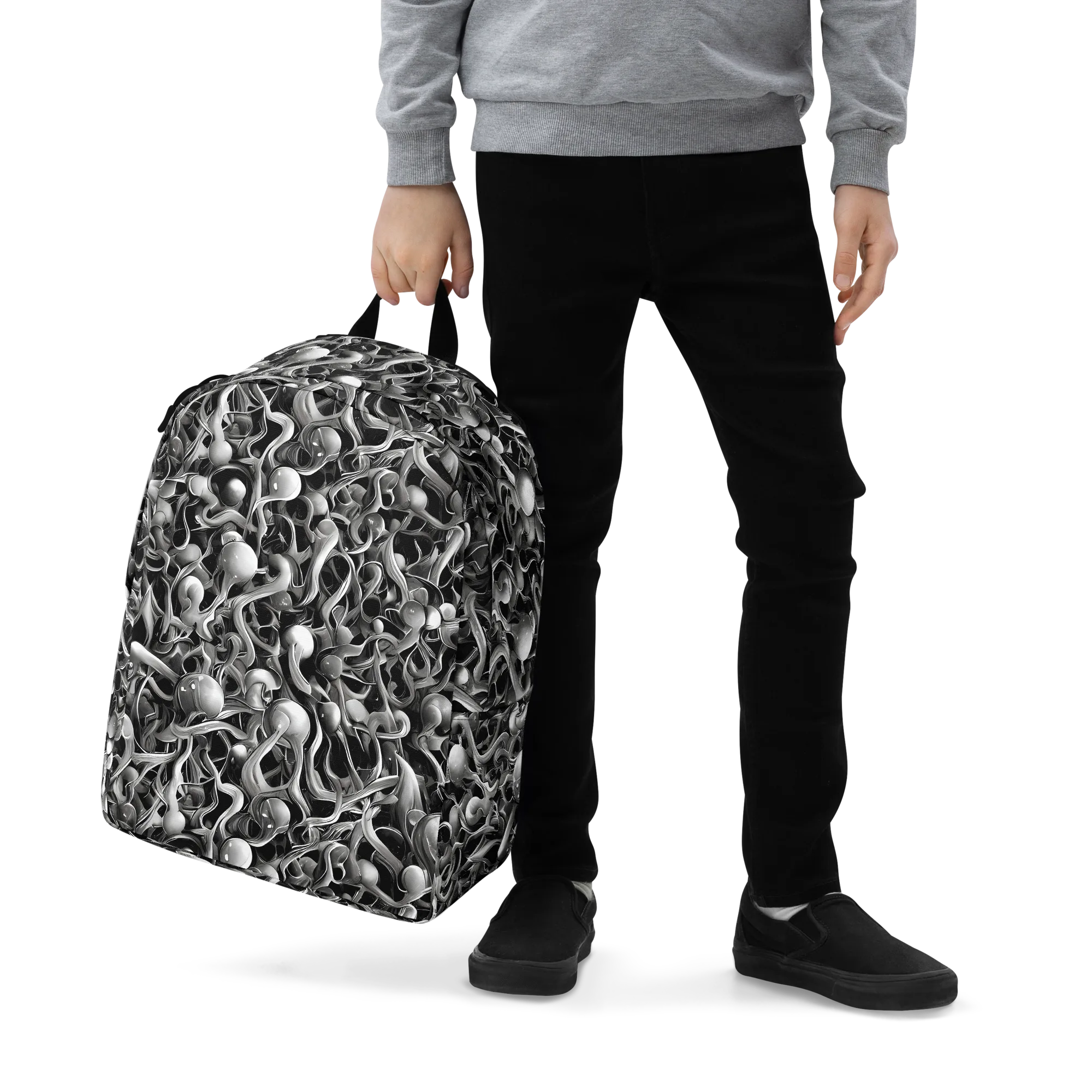 Fluid Monochrome on Minimalist Backpack — Zoomed-in