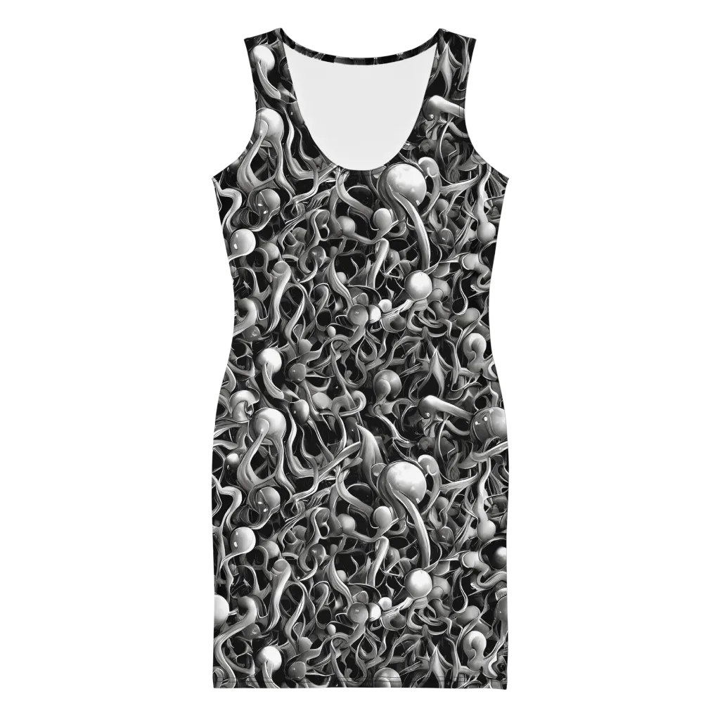 Fluid Monochrome on Bodycon Dress — Front