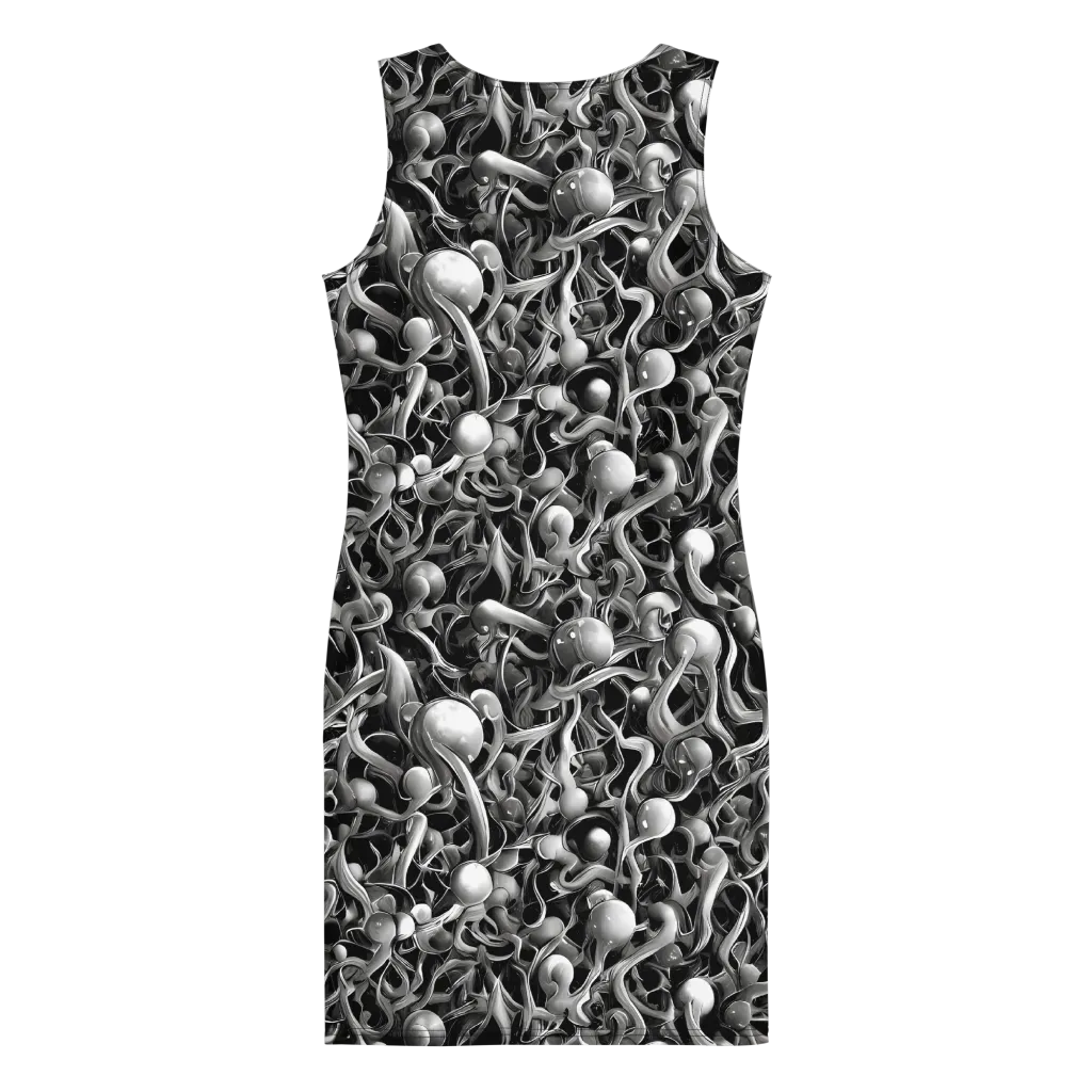 Fluid Monochrome on Bodycon Dress — Back