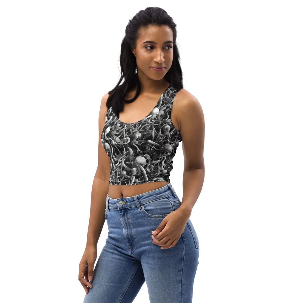 Fluid Monochrome on Crop Top — Left Front