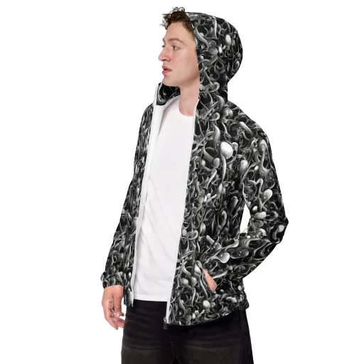 Fluid Monochrome on a Men's Windbreaker