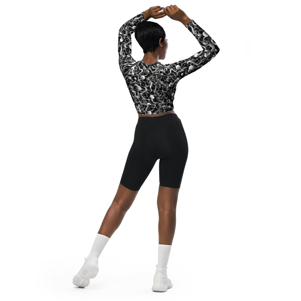 Fluid Monochrome on Long Sleeve Crop Top — Back