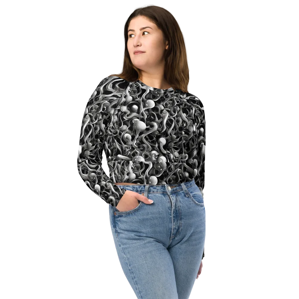 Fluid Monochrome on Long Sleeve Crop Top — Front