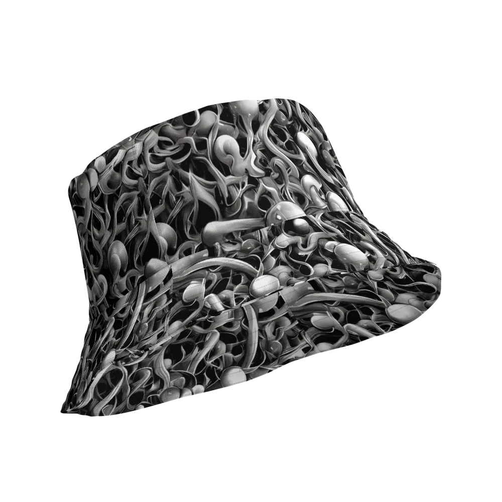 Fluid Monochrome on Reversible Bucket Hat — Product details Outside
