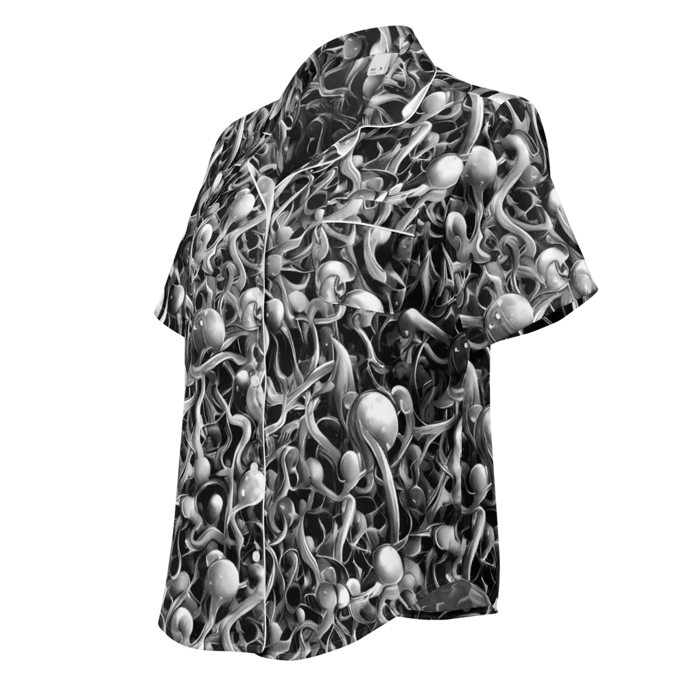Fluid Monochrome on Women's Short Sleeve Pajama Top — Left Front