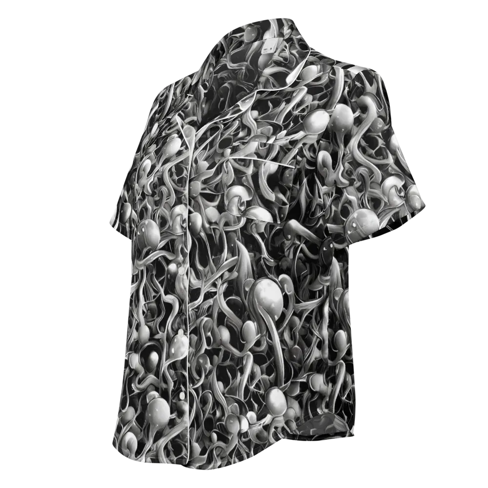 Fluid Monochrome on Women's Short Sleeve Pajama Top — Left Front