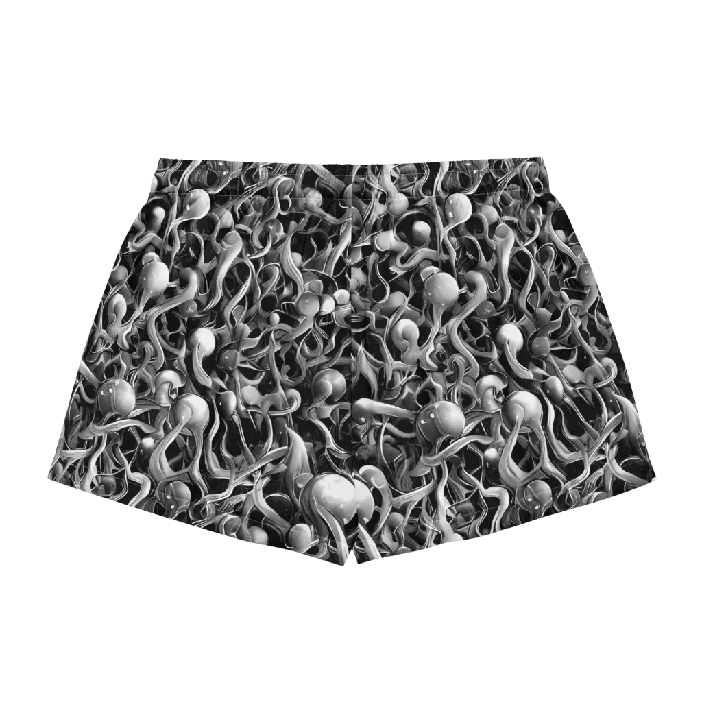 Fluid Monochrome on Women's Pajama Shorts — Back