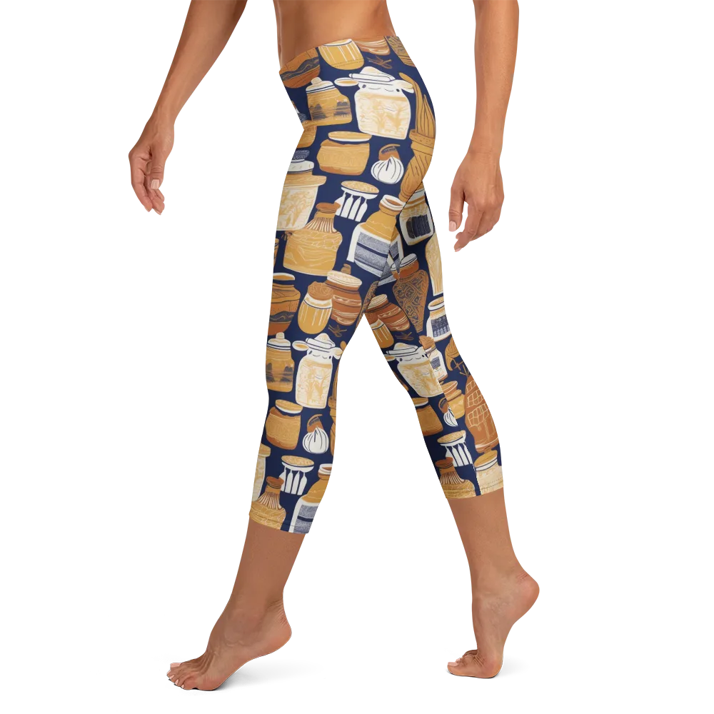 Cobalt Curio on Capri Leggings — Left