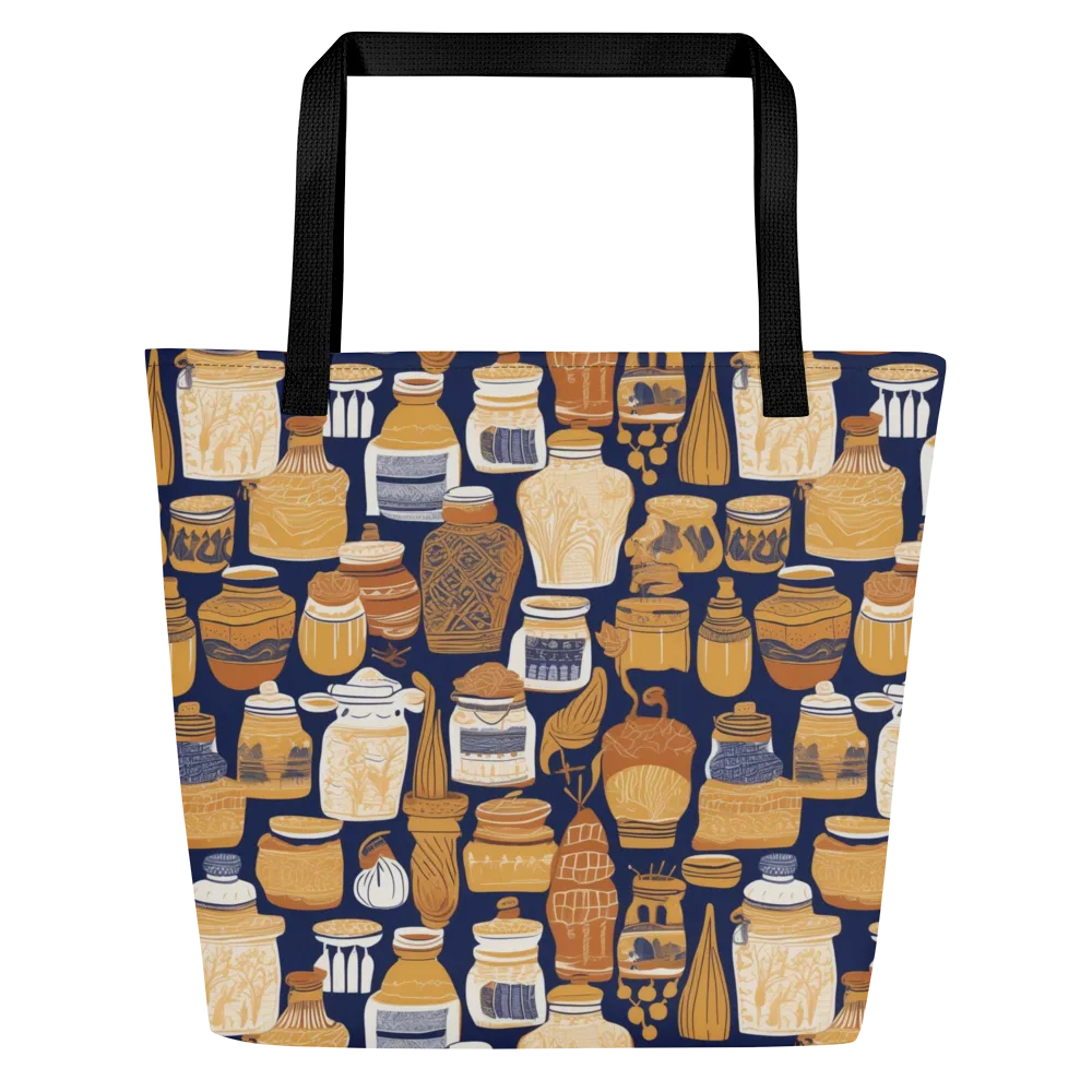 Cobalt Curio on Large Tote Bag W/ Pocket — Front