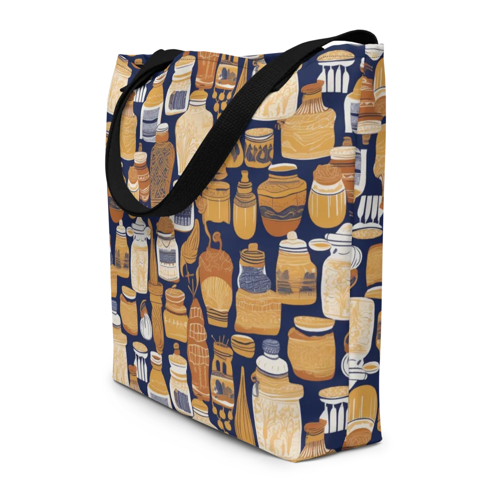 Cobalt Curio on Large Tote Bag W/ Pocket — Front