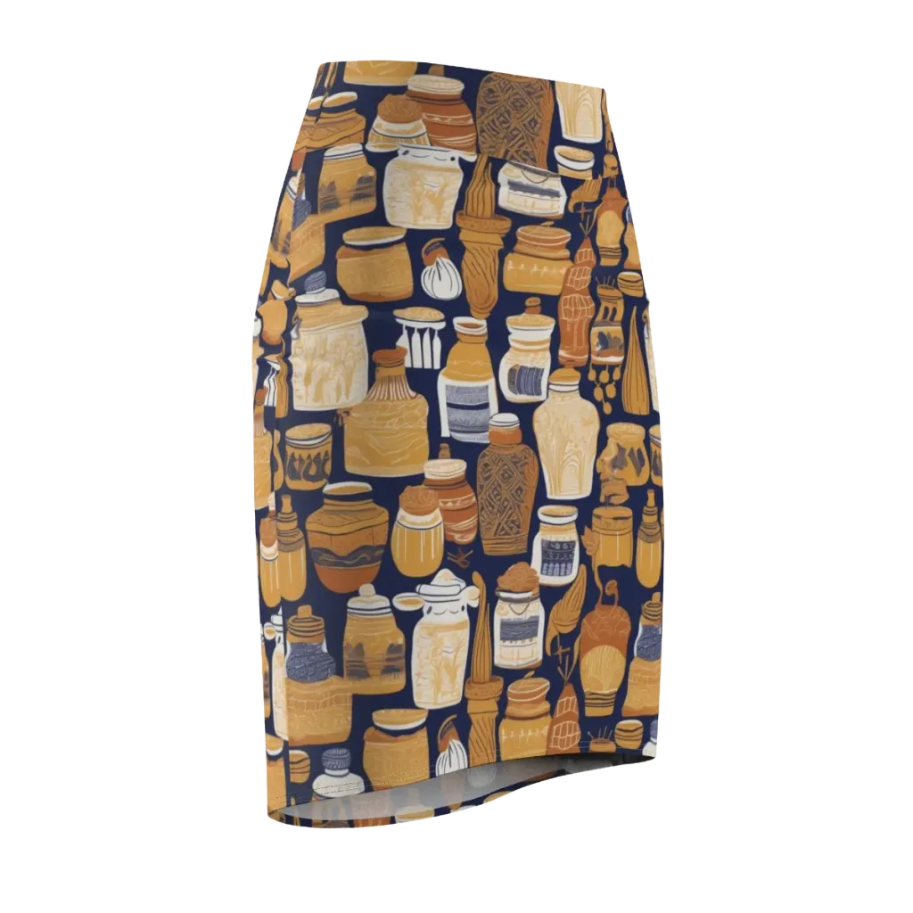 Cobalt Curio on Pencil Skirt — Front Side