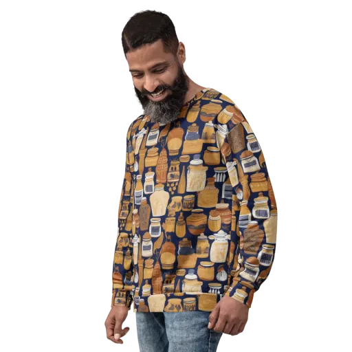 Cobalt Curio on a Sweatshirt