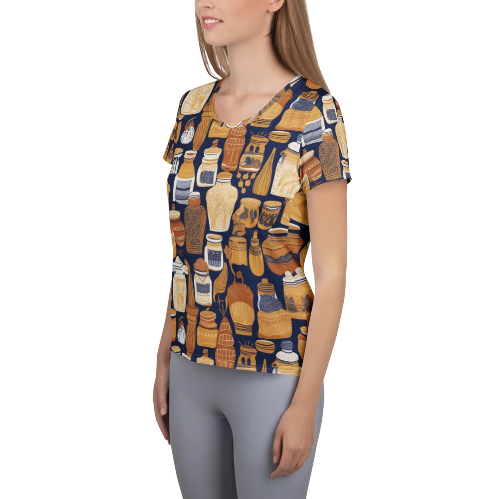 Cobalt Curio on Women's Athletic T-Shirt — Left