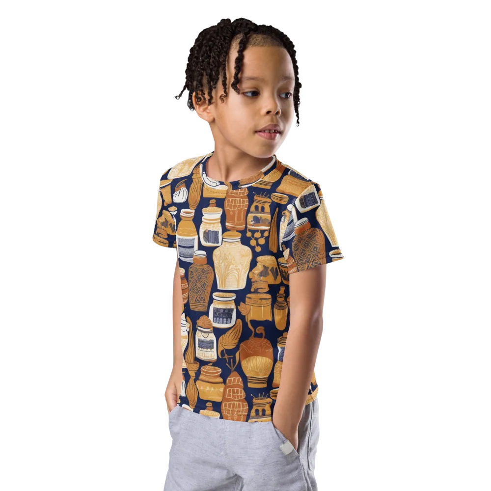 Cobalt Curio on Kids Crew Neck T-Shirt — Left Front
