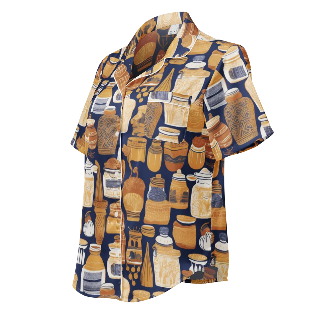 Cobalt Curio on Women's Short Sleeve Pajama Top — Left Front