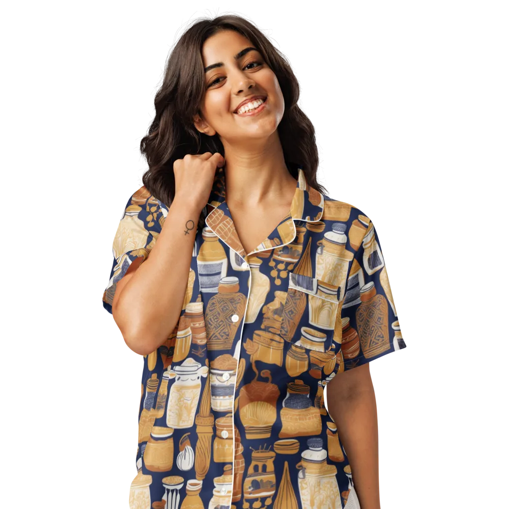 Cobalt Curio on Women's Short Sleeve Pajama Top — Front