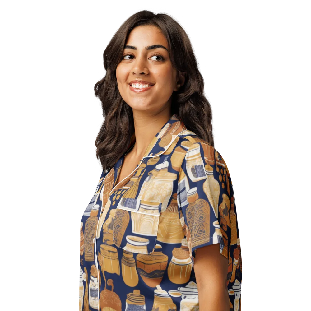 Cobalt Curio on Women's Short Sleeve Pajama Top — Left Front
