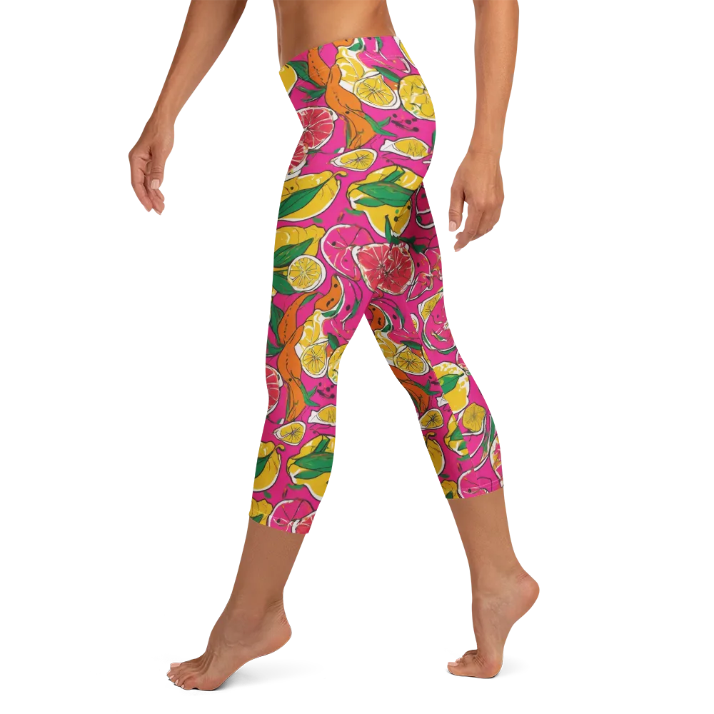 Pink Lemonade on Capri Leggings — Left