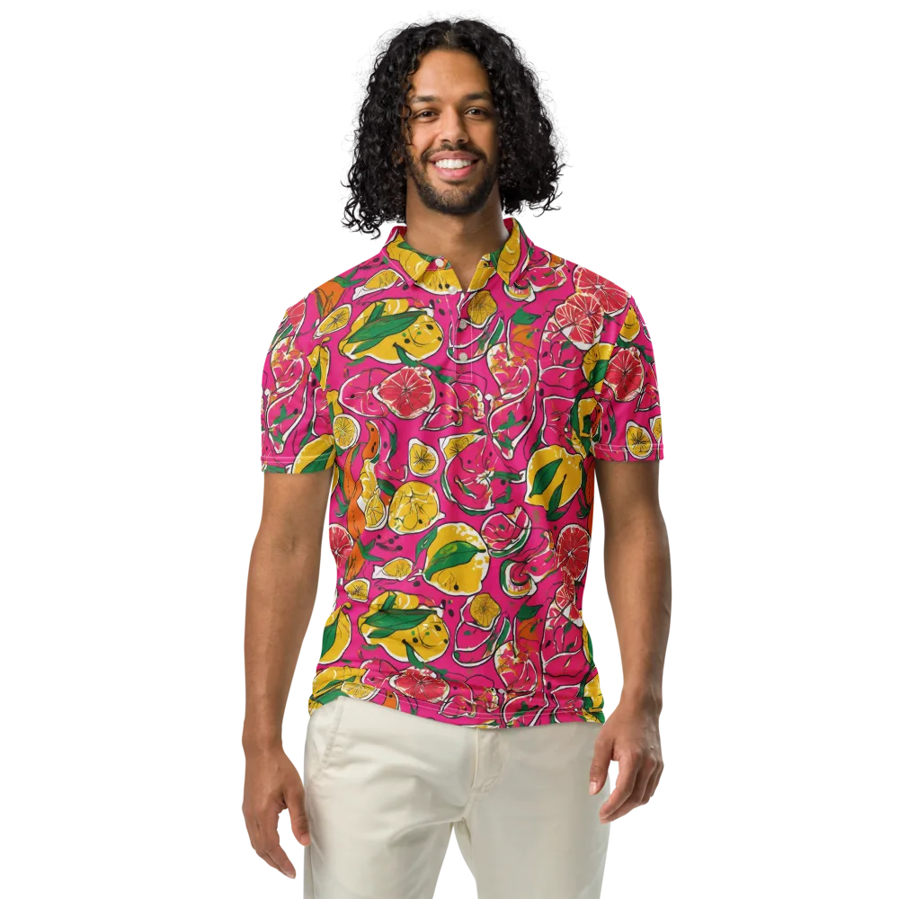 Pink Lemonade on Men's Slim Fit Polo Shirt — Front