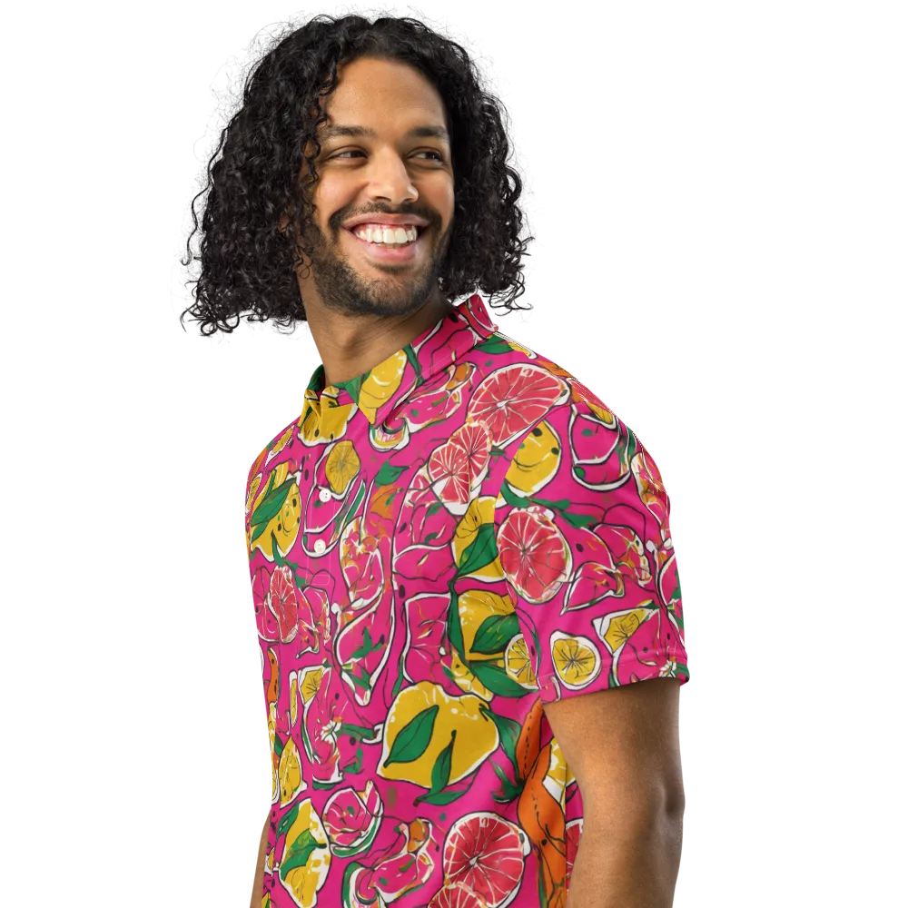 Pink Lemonade on Men's Slim Fit Polo Shirt — Left Front
