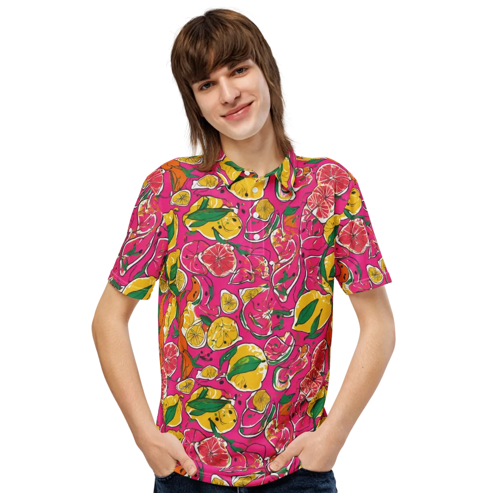 Pink Lemonade on Men's Slim Fit Polo Shirt — Front