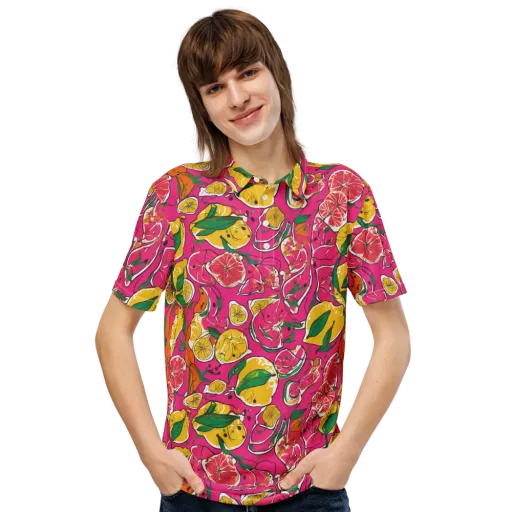Pink Lemonade on a Men's Slim Fit Polo Shirt