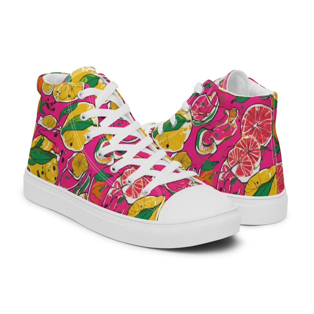 Pink Lemonade on Men's High Top Canvas Shoes — Right