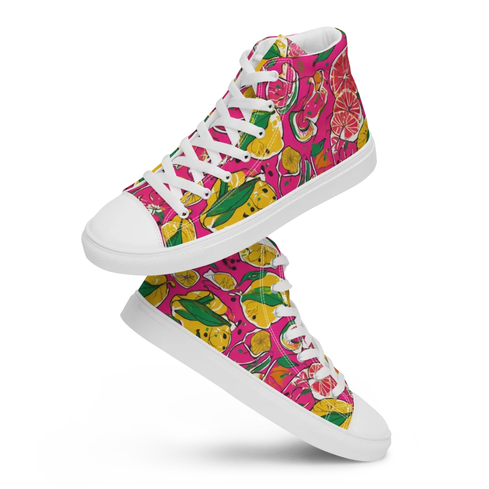Pink Lemonade on Men's High Top Canvas Shoes — Front