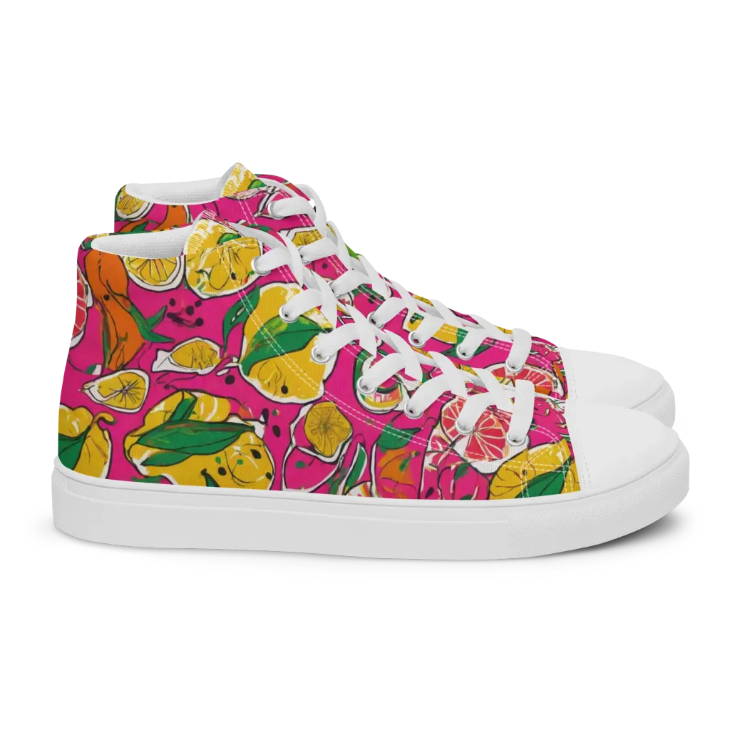 Pink Lemonade on Women's High Top Canvas Shoes — Right