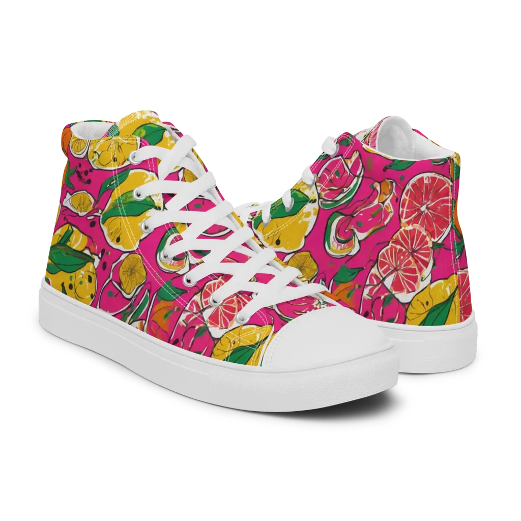 Pink Lemonade on Women's High Top Canvas Shoes — Right