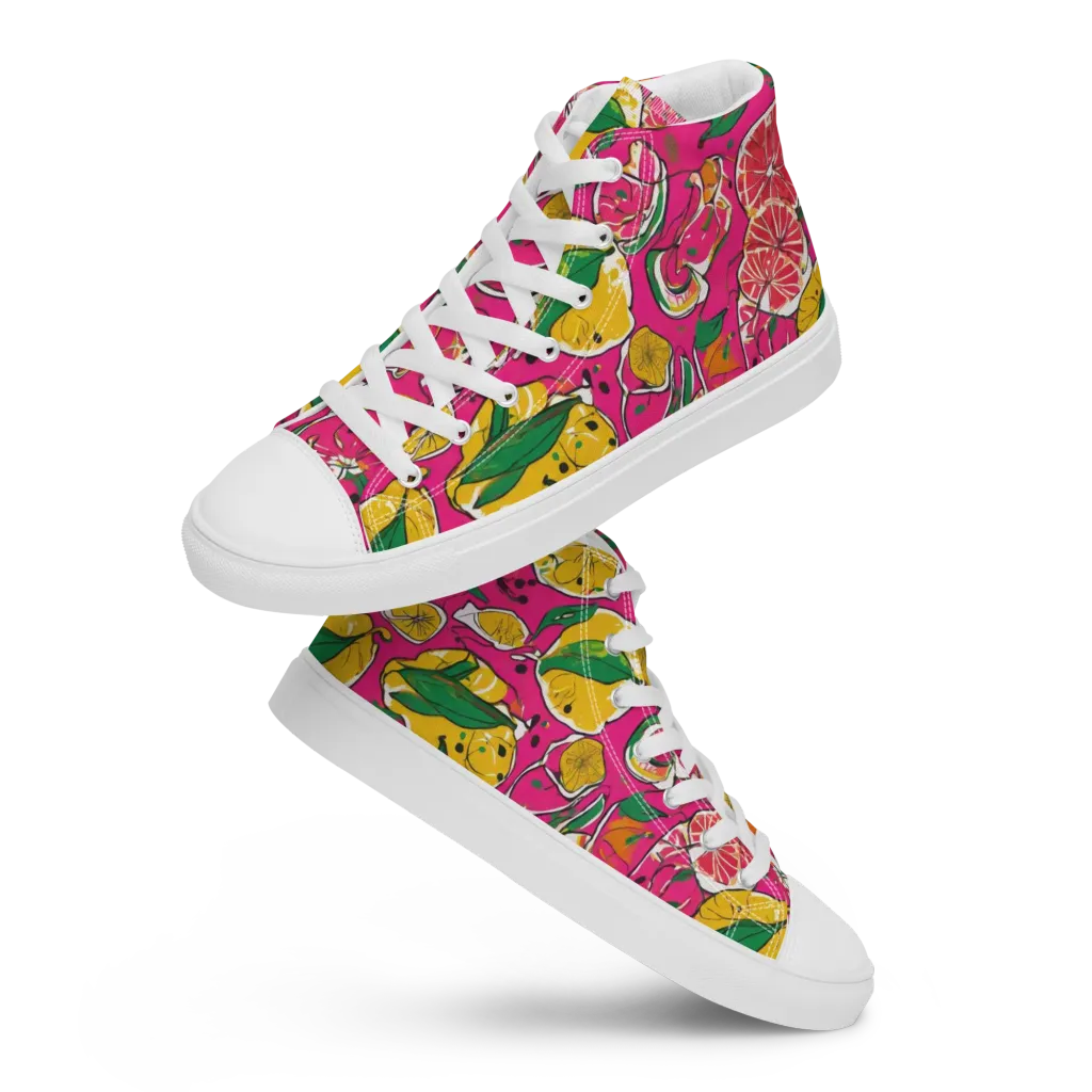 Pink Lemonade on Women's High Top Canvas Shoes — Front
