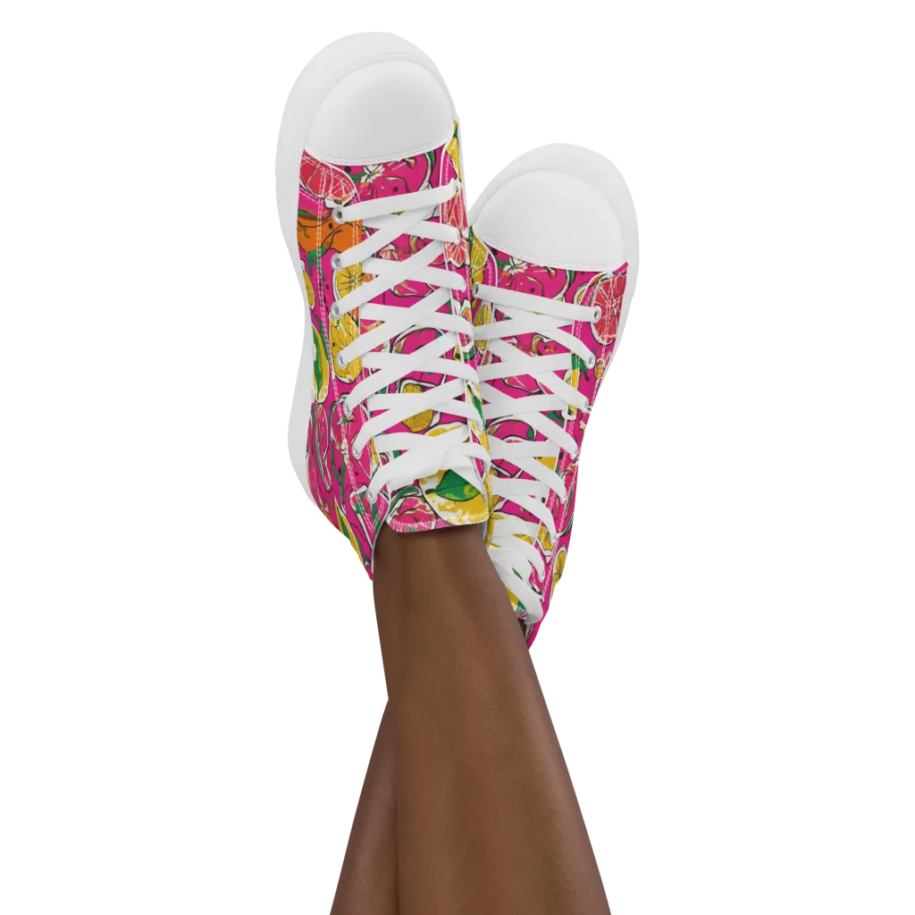 Pink Lemonade on Women's High Top Canvas Shoes — Front