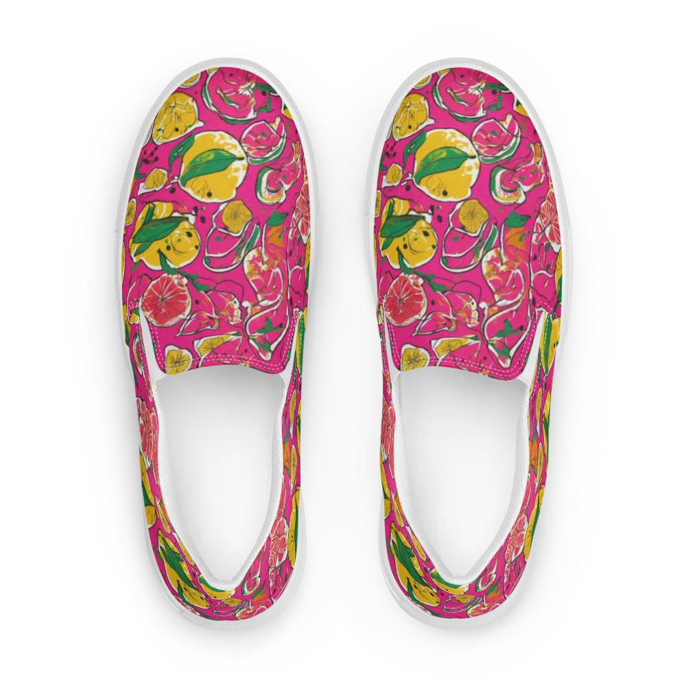 Pink Lemonade on Men's Slip-On Canvas Shoes — Front