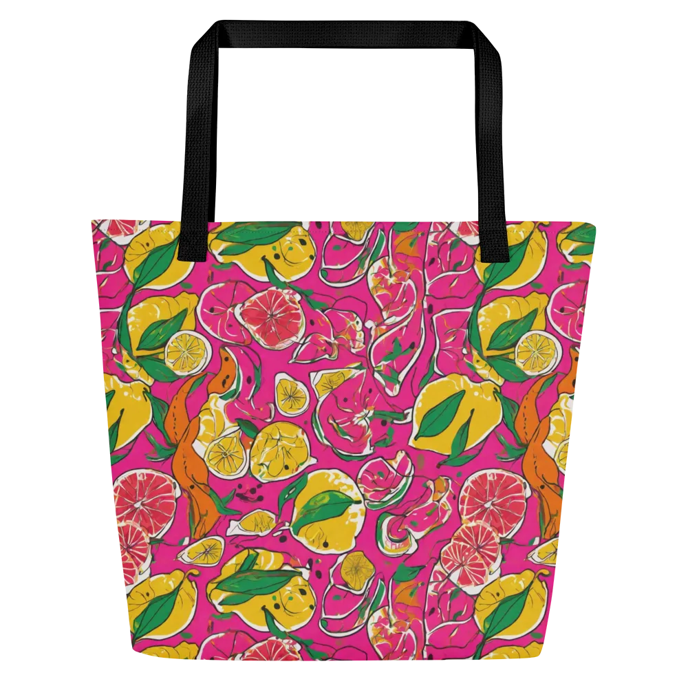 Pink Lemonade on Large Tote Bag W/ Pocket — Front