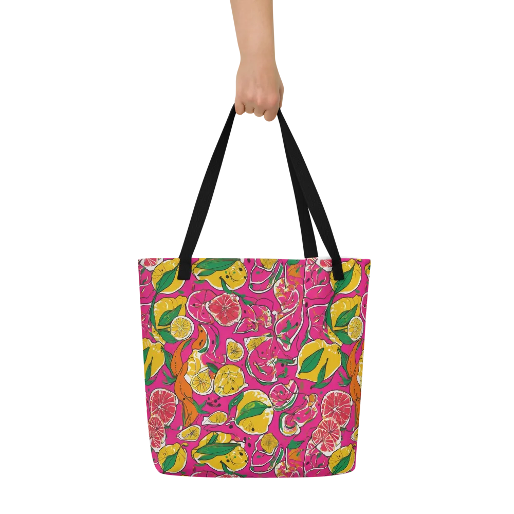 Pink Lemonade on Large Tote Bag W/ Pocket — Front