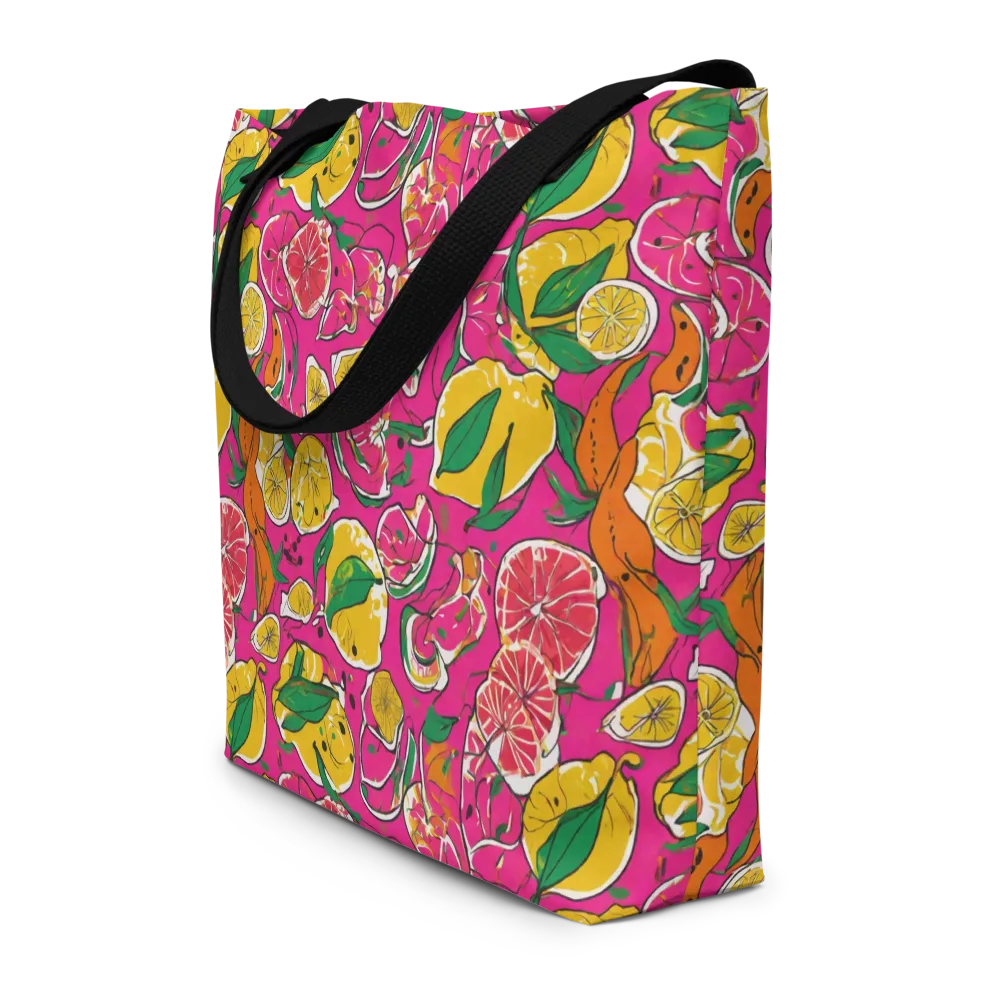 Pink Lemonade on Large Tote Bag W/ Pocket — Front