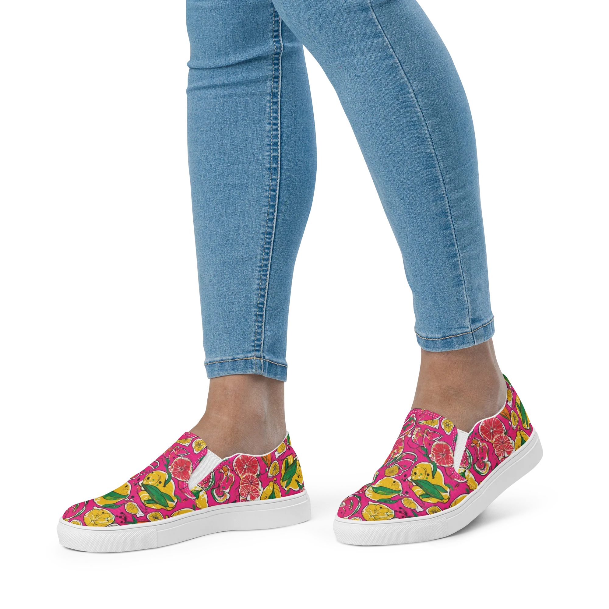 Pink Lemonade on Women's Slip-On Canvas Shoes — Front